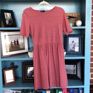 Red and white striped dress